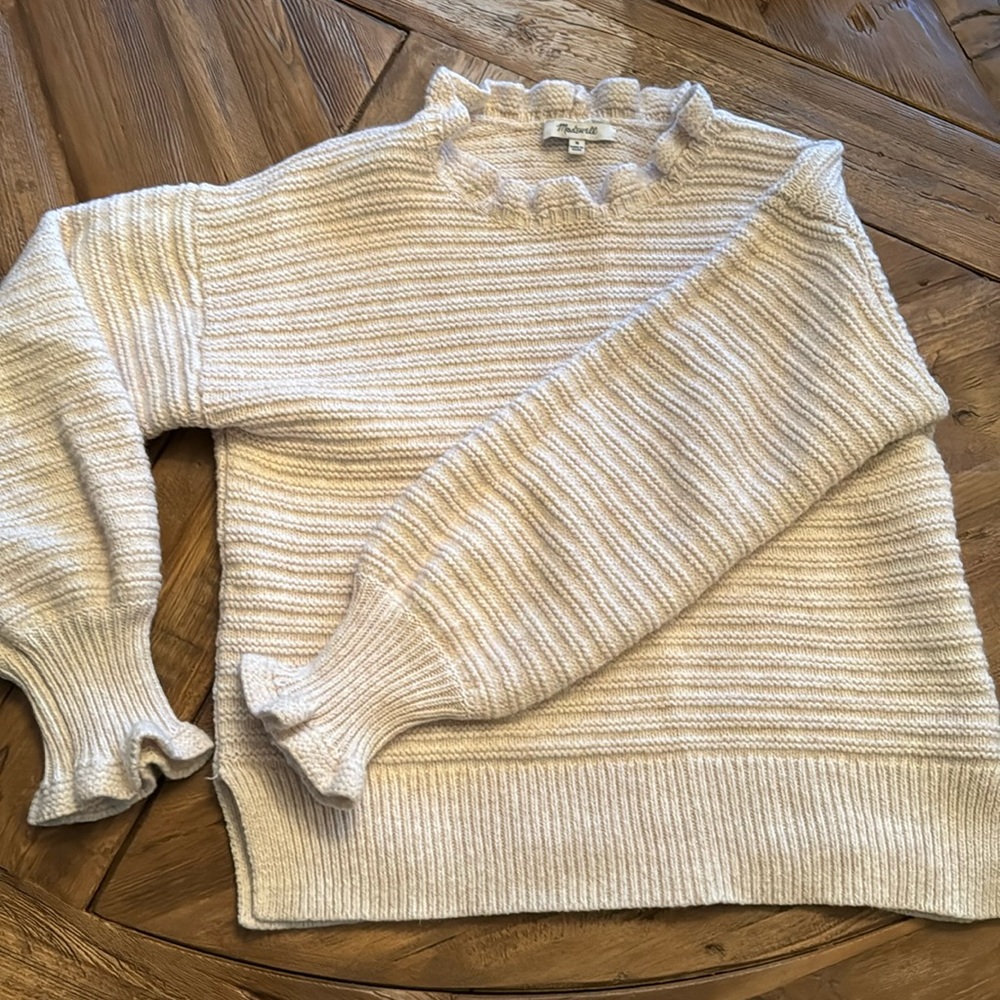 Madewell Womens Ruffle Neck Pullover Sweater